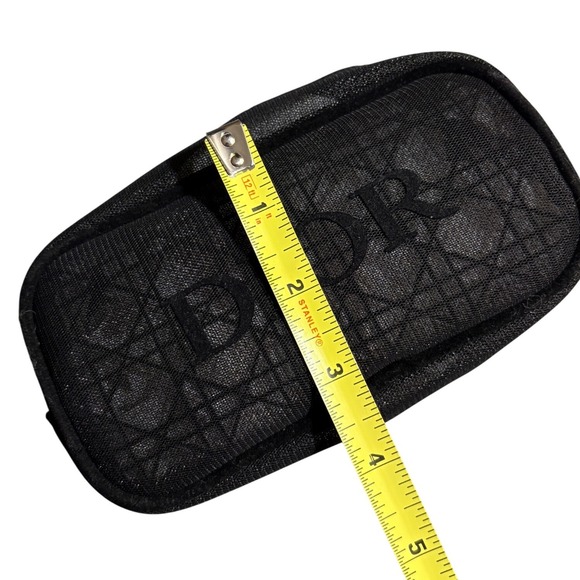 Dior Cosmetic Pouch Black Mesh Logo Zippered Travel Makeup Bag - Picture 6 of 7